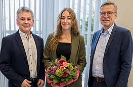 Hans Stegemann, Leonie Winter und Bürgermeister Otto Steinkamp